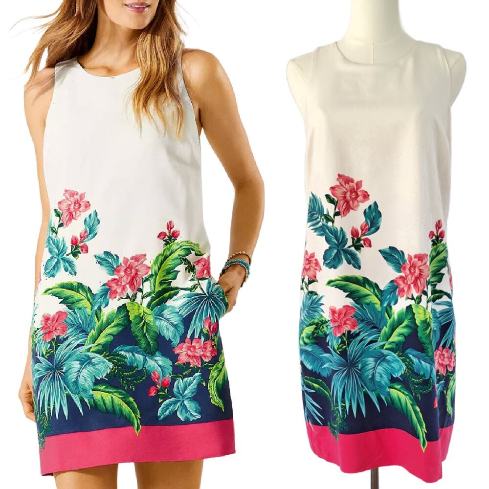 TOMMY BAHAMA Floral Isle Silk Sleeveless Shift Dress Size XS Tropical Pink Multi